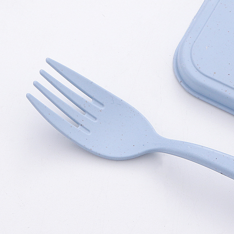 Wheat Straw Tableware Box Portable Outdoor Travel Wheat Flavor Spoon Fork Chopsticks Three-piece Tableware Set Gift logo