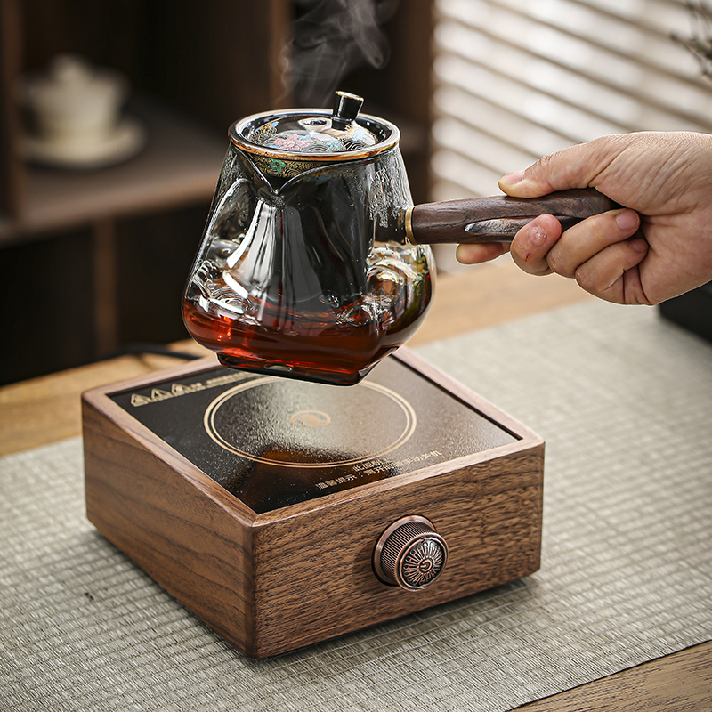 Dx7L Walnut Electric Ceramic Stove Household Indoor Thickeneded Glass High Temperature Resistant Teapot Tea Water Separation Teapot