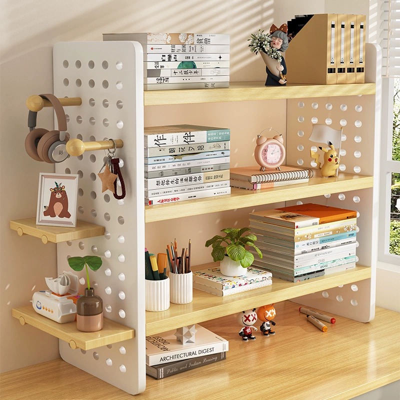 Desktop shelf desk bookshelf home desk hole board storage rack desk station Multi-Layer Display stand