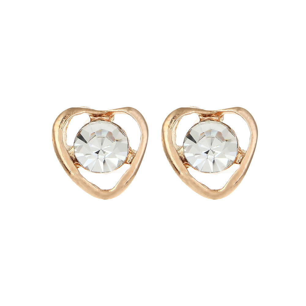 Amazon Cross-border European and American Crystal Love Jewelry Fashion Temperament Peach Heart Necklace Earrings Ring Bracelet Four-piece Set