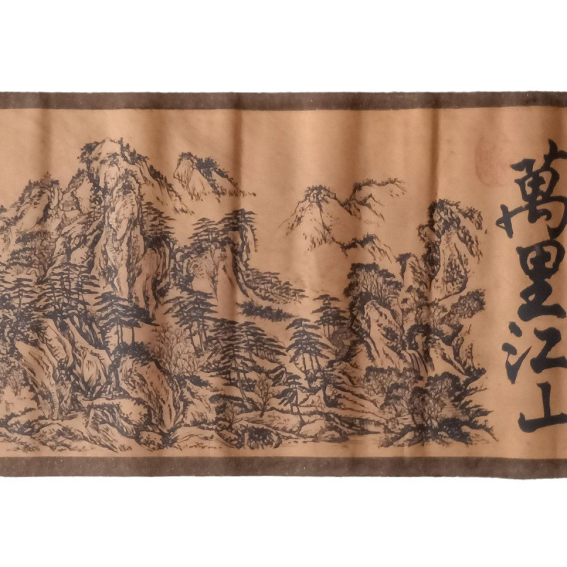 Antique Calligraphy and Painting Wholesale Antique Celebrity Long Scroll Painting Qingming River Scene Already Framed Interior Decoration Hanging Painting