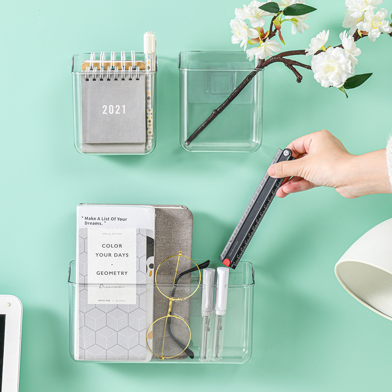 Factory Direct Sales Pet Wall-Mounted Storage Box, Punch-Free Transparent Multi-Functional Toothbrush Remote Control Comb Sundry Storage