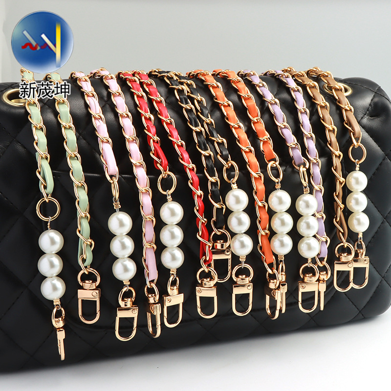 Кожаная цепочка, жемчужная цепочка для сумки, алюминиевая цепочка, замена металлического ремня, индивидуальная цепочка для рюкзака