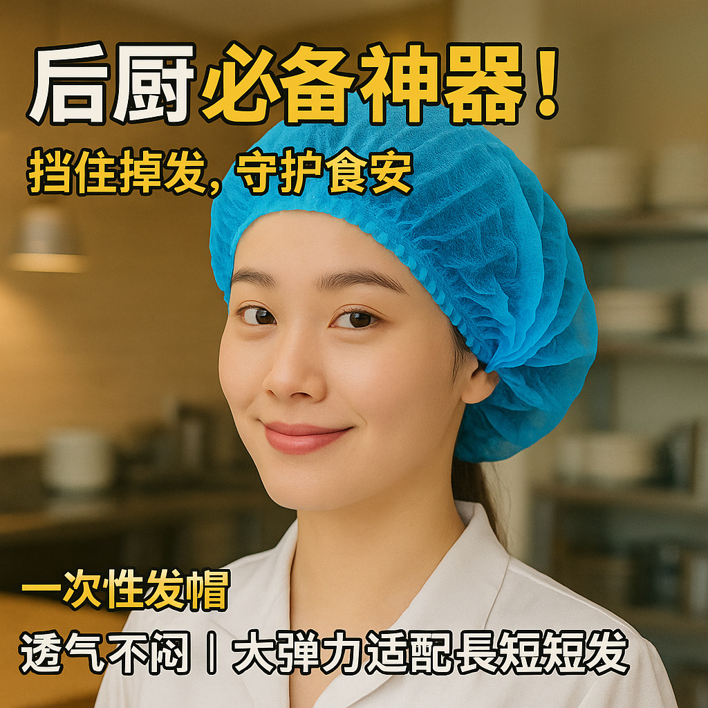 Одноразовая шапка из нетканого материала для медсестер, для предотвращения выпадения волос