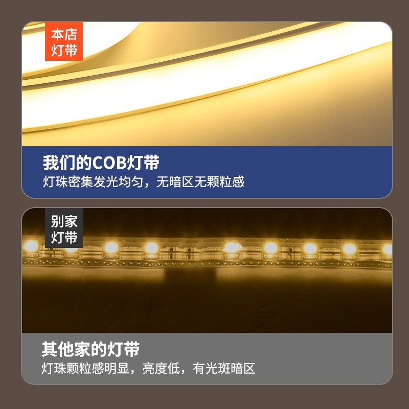 Led Strip 220v Outdoor Waterproof Super Bright Self-adhesive Line Light Home Living Room Ceiling Atmosphere Light COB Soft Light Strip