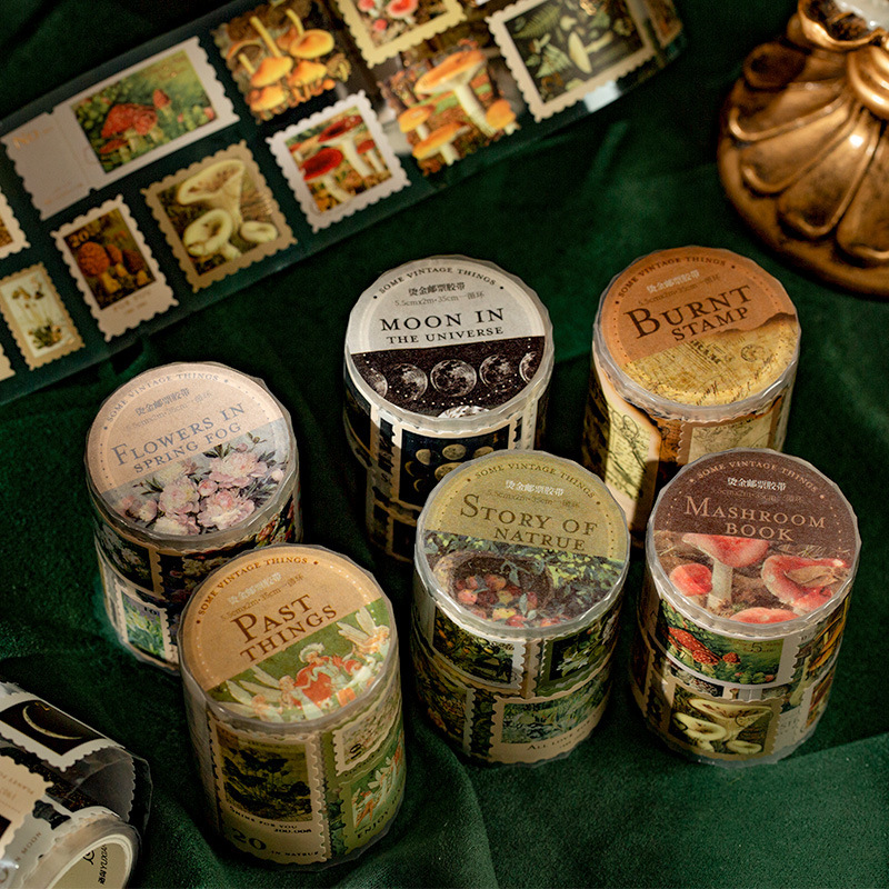 Hot Stamping Stamp Tape Retro Memories Flower Scenery Illustration Hand Account DIY Decorative Collage Material Sealing