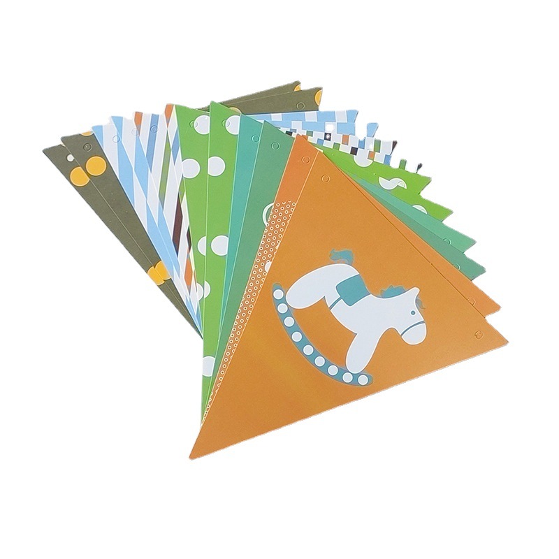 Festival Party Dress-up Supplies Birthday Flag Banner Triangle Flag Decoration Colorful Flag Hanging Flag Props Flower