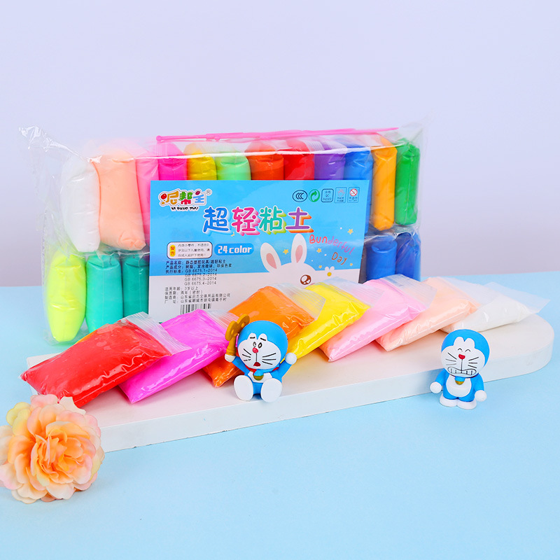 Factory wholesale ultra light clay 12 color 24 color bag color Clay Children diy toy space Plasticine clay