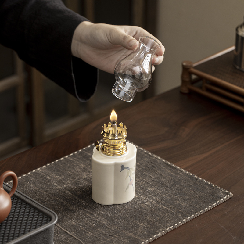 Creative ceramic butter lamp camping atmosphere lamp home antique small oil lamp everbright lamp Buddha ornaments tea