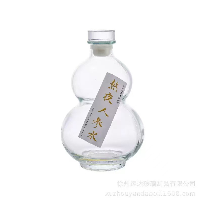 500ml Gourd-Shaped Glass Bottles for Liquor, Fruit Wine, Empty Bottles for Wholesale, Ready-To-Ship, for Packaging and Beverage Use