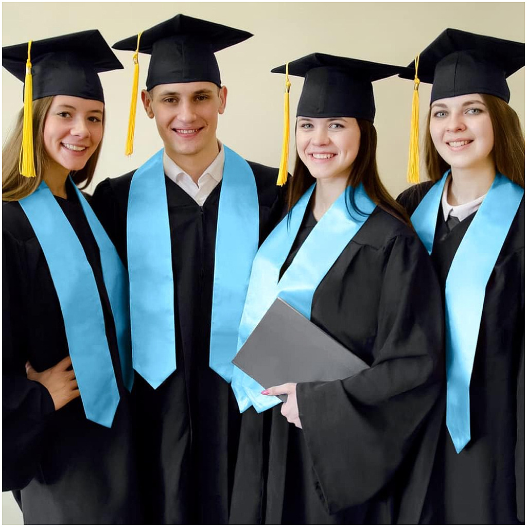 2025 Doctoral and Master's Degree Ribbon Solid Color Ceremonial Honor Award Satin Graduation Shawl Ribbon Available in Multiple Colors