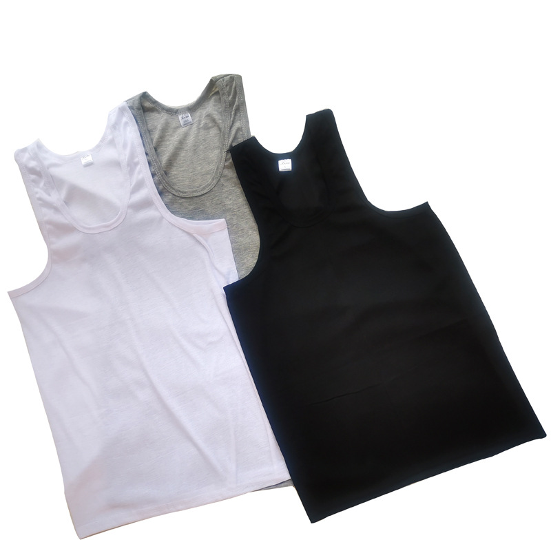 Fine Needle Men's Vest 1+1 Plain Threaded Round Neck Loose Bottoming Sweatshirt Sports Hurdle Vest Export Vest