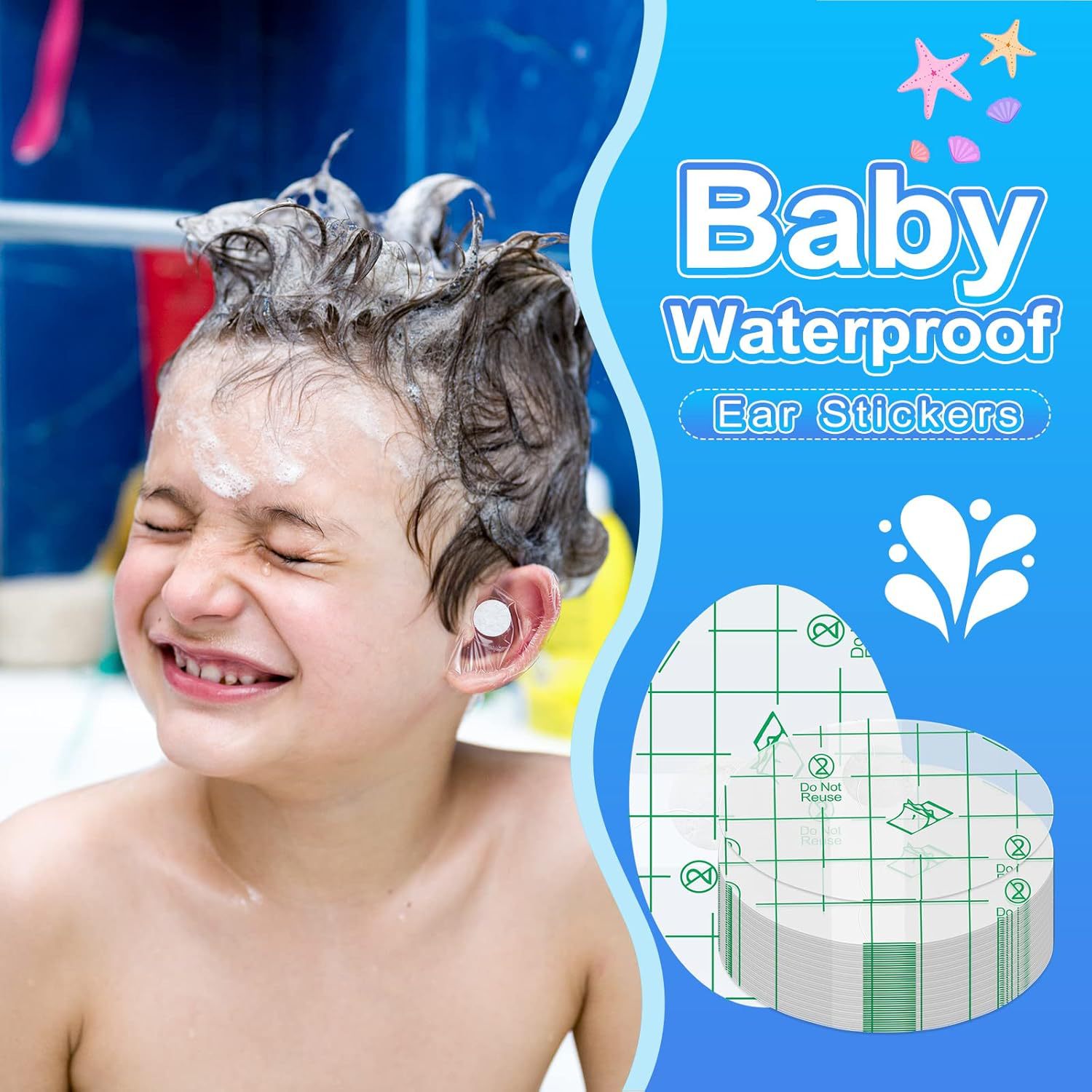 Cross-border Waterproof Ear Stickers PU Membrane Ear Stickers Waterproof Swimming Ear Stickers Baby Bathing Artifact Shampoo Ear Stickers