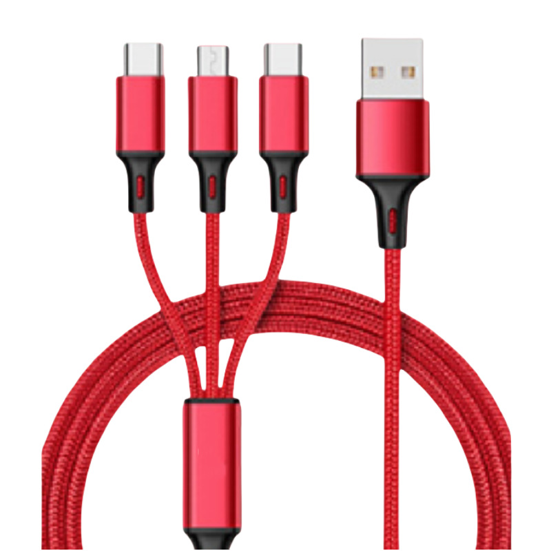 1.2 m one-to-three data line nylon braided for Huawei typec Apple charging line three-in-one fast charging line