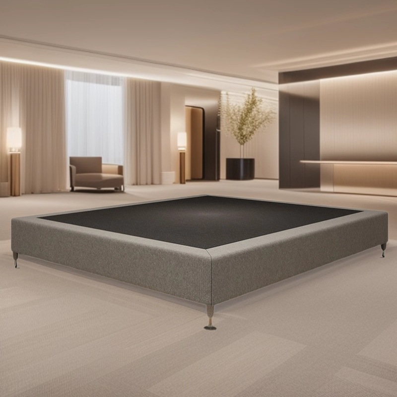 Customized Hotel Bed Frame Without Headboard, Guesthouse Bed Frame, Hotel Furniture, Standard Room Fabric Bed Frame 1.2m Cross-Border Hot Sale