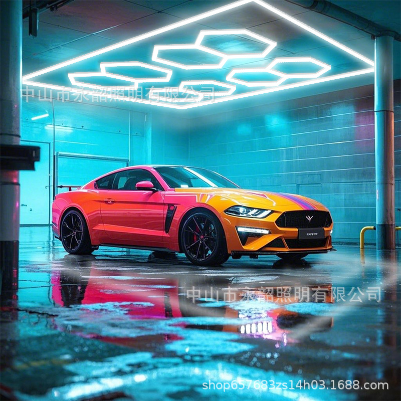 Cross-border LED honeycomb lamp hexagonal splicing honeycomb lamp car wash auto repair beauty station lamp DIY bar fitness office