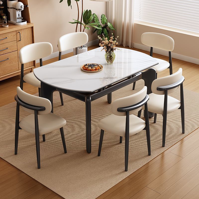 Txp1 Scandinavian Style Slate Dining Table and Chair Combination Modern Simple Household Small Apartment Solid Wood Retractable Induction Cooker Rice