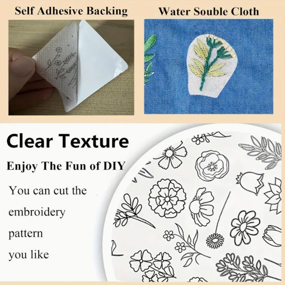 Amazon New Bohemian Pattern Water Soluble Embroidery Stabilizer DIY Hand Embroidery Stabilizer