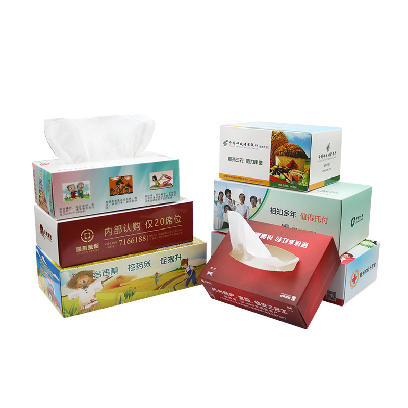 Customized Hard Box Paper Towels for Real Estate Companies, Car Dealerships, Banks and Insurance Advertising Paper Towels, Customized Raw Wood Pulp Paper Towels