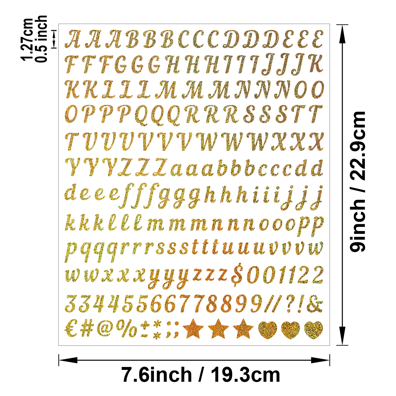 0.5inch Alphanumeric Stickers Gold Sand Silver Sand Glitter Spice Jar Festival Balloon Guka Decorative Letter Stickers