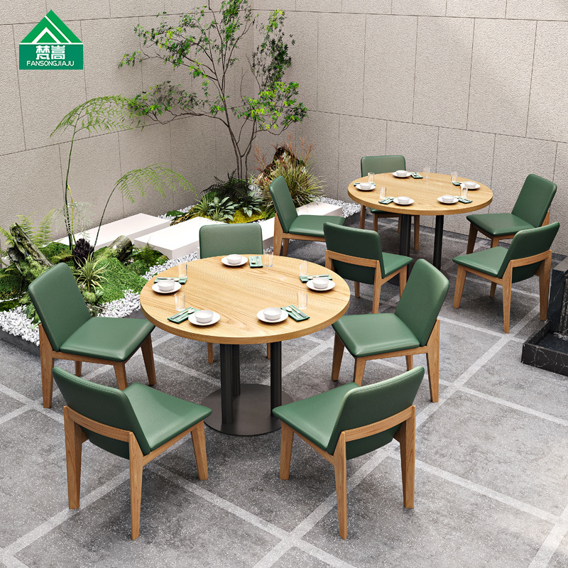 Theme Restaurant Semi-Circle Deck Sofa Western Restaurant Tea Restaurant Chinese Restaurant Dining Table and Chair Combination Commercial