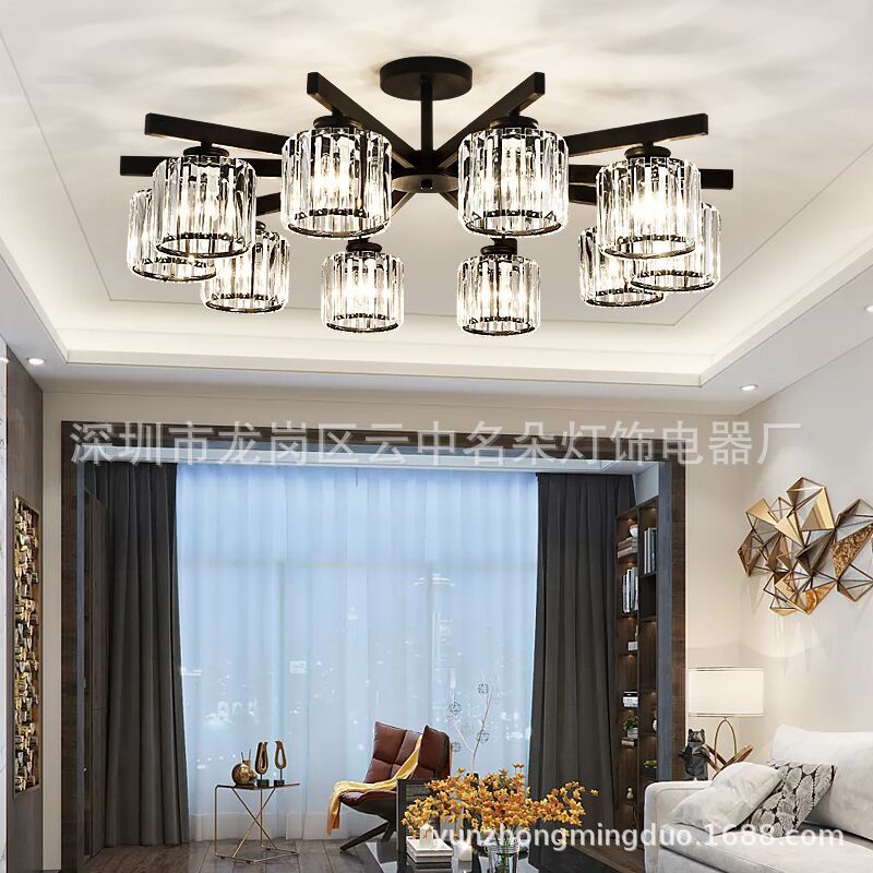 Factory Customized Crystal Glass Ceiling Lamp European Style Chandelier Living Room Hotel Project Customized Crystal Lamp Cross-Border Lamps