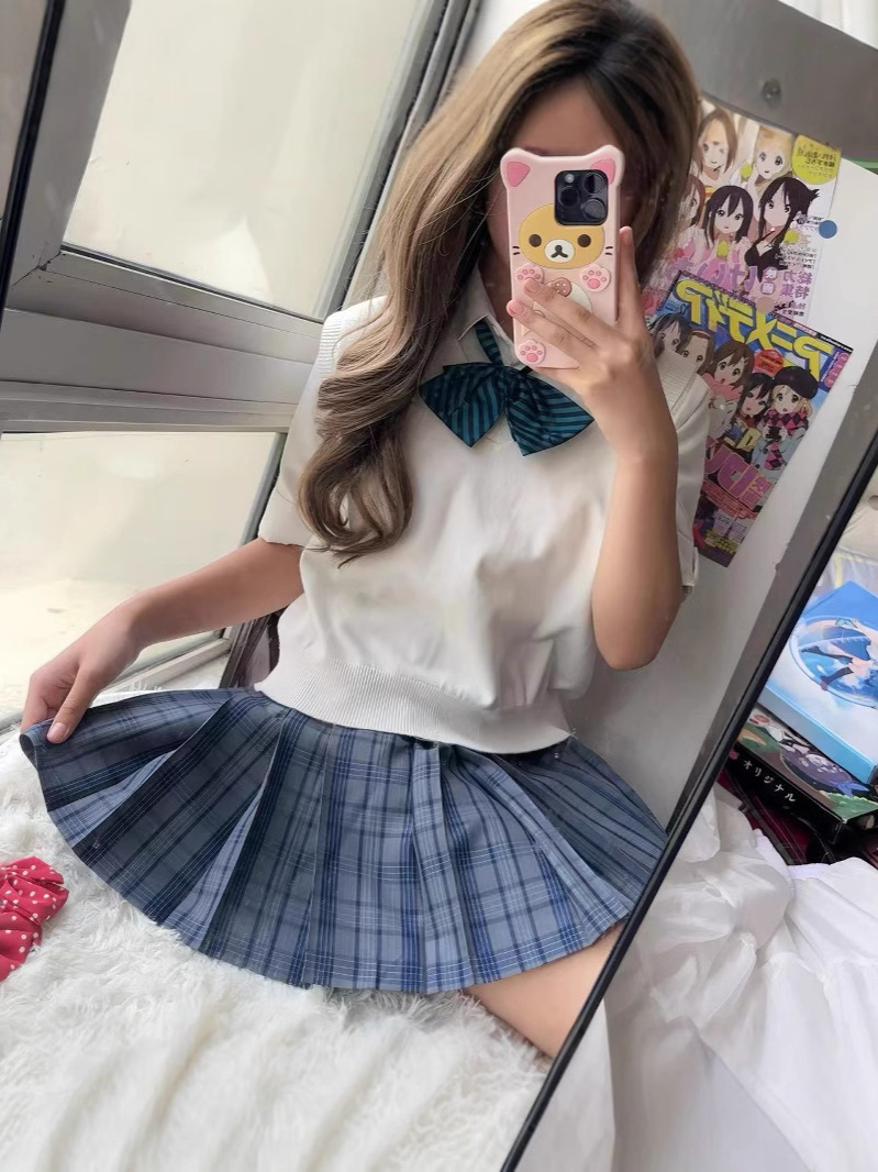 Summer Jk Uniform Waist-Cinching School Style Skirt Girly Pleated Skirt High-Waisted Short Skirt High-Waisted Slimming