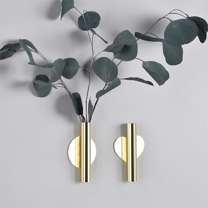 No Punching Wall Flower Arrangement Tube Wall Decoration Scandinavian Style Pendant Metal Creative Flower Arrangement Indoor Wall Decoration