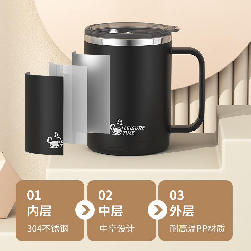 Factory Direct Supply 304 Stainless Steel Double Insulation Mug Office Simple Coffee Cup Portable Water Cup Gift