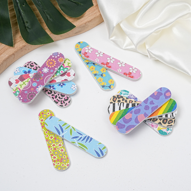Factory Direct Sales Mini Printed Nail File Rubbing Strip Double-Sided Frosted Strip Eva Small Sand Strip Colorful Pattern Manicure