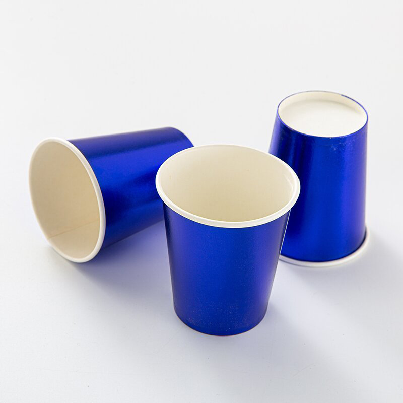 Disposable Paper Cup Printing Logo Hot Stamping Silver Gold 7 Ounces 9 Coffee Cup Water Cup Milk Tea Wholesale Milk Tea Cup