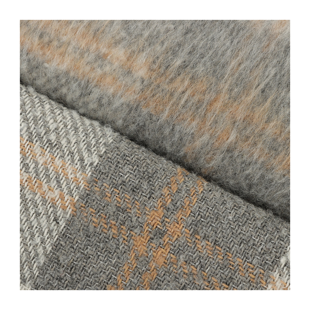 In stock plush plaid woolen fabric autumn and winter Polyester coat fashionable children's clothing luggage fabric