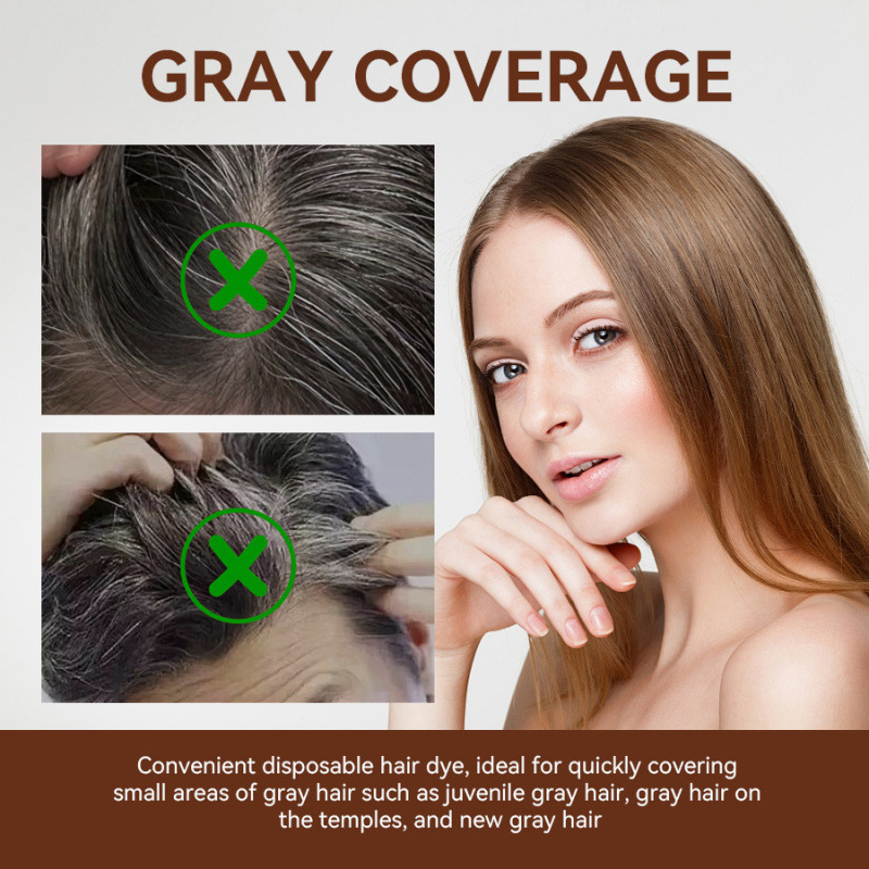 Cross-Border Best-Selling Portable Hair Dye Pen, Natural Black Brown Complementary Color, Waterproof, Covering White Hair, Tooth Comb Does Not Damage Hair