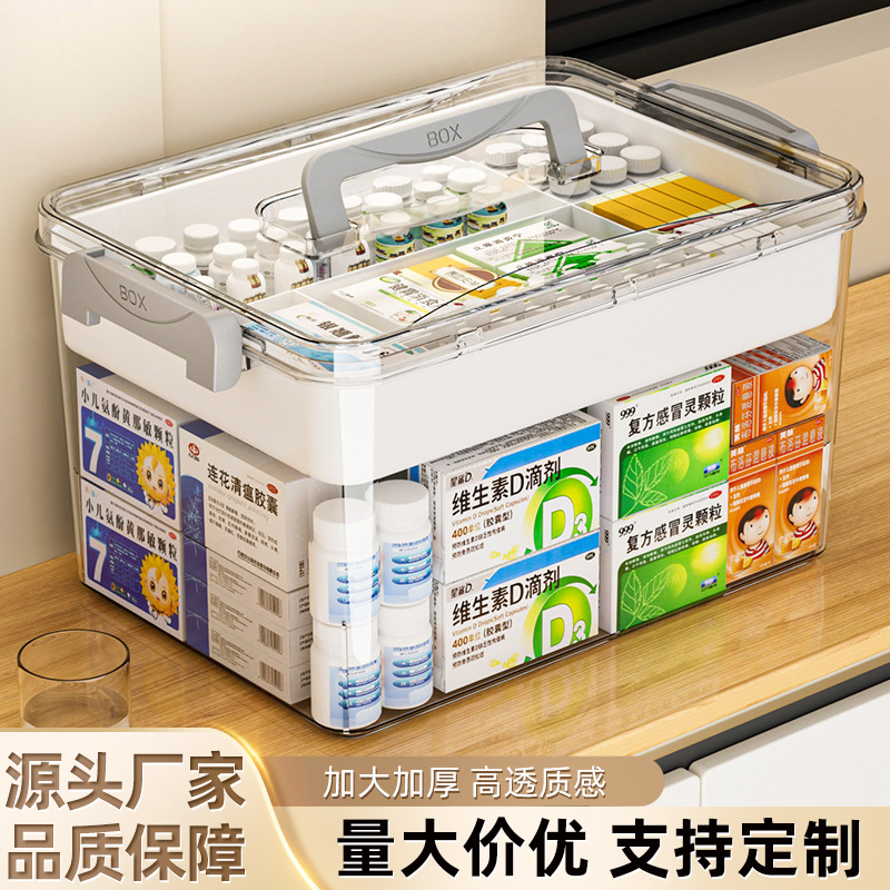 Портативная многоуровневая семейная аптечка для детей, первая помощь, пылезащитная медицинская коробка, утолщенная, маленькая аптечка