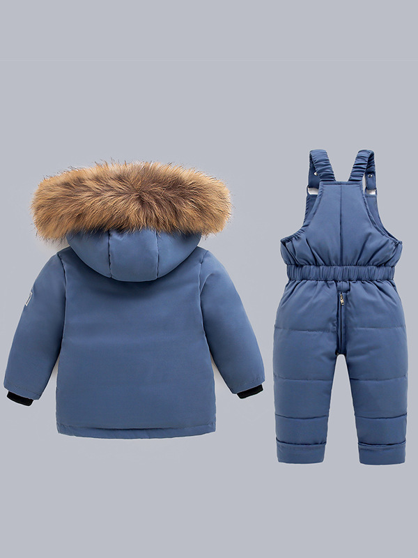 Outdoor Winter Clothing European and American Ski Clothing Children's Feather Velvet Silk Clothing Warm Suit Thickened Two-Piece Set Foreign Trade Wholesale