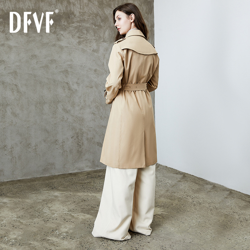 DFVF Yi element trench coat women's 2025 new long commuter temperament all-match British spring and autumn coat women's in stock