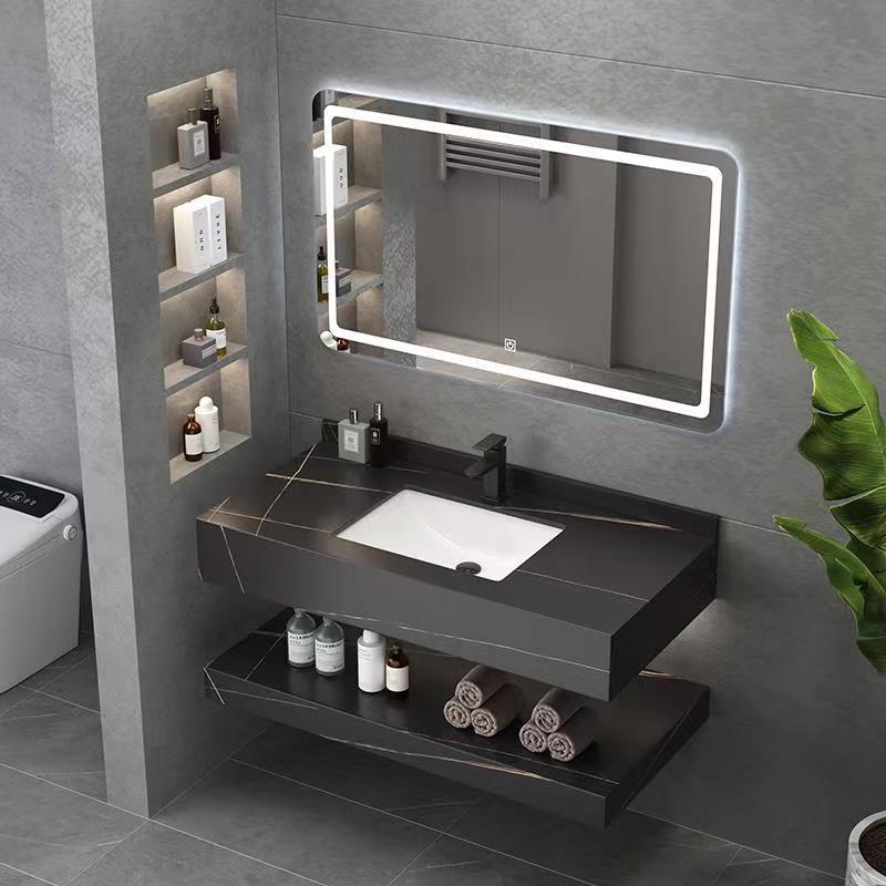 Factory Direct Sales Simple Hotel Style Double Layer Slate Bathroom Cabinet Washbasin Washbasin Home Decoration Project