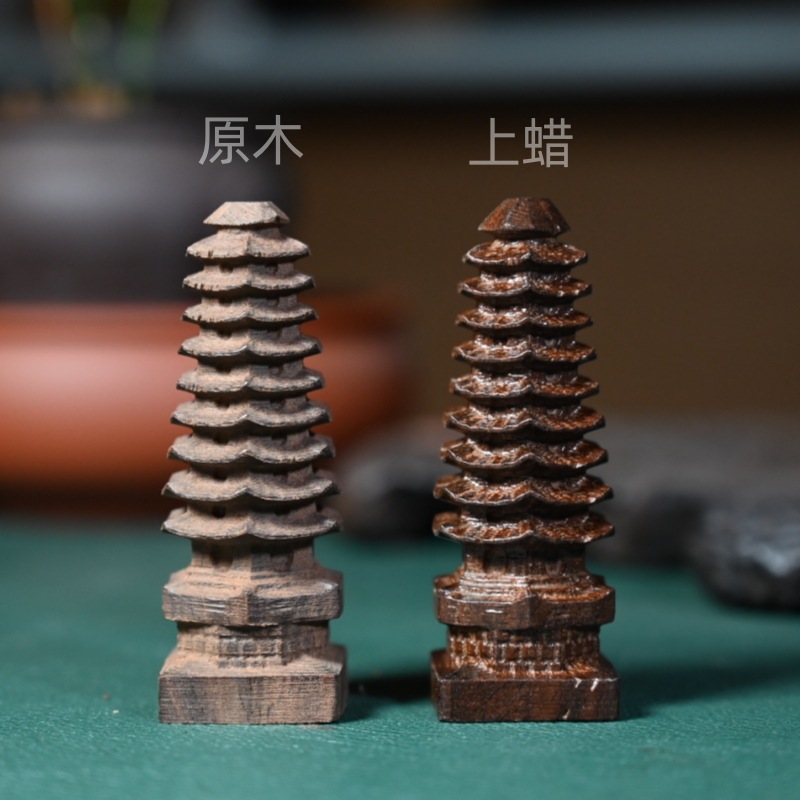 Hot-selling stalls Vietnam sinewood wenchang tower solid wood carving mahogany crafts office supplies ornaments