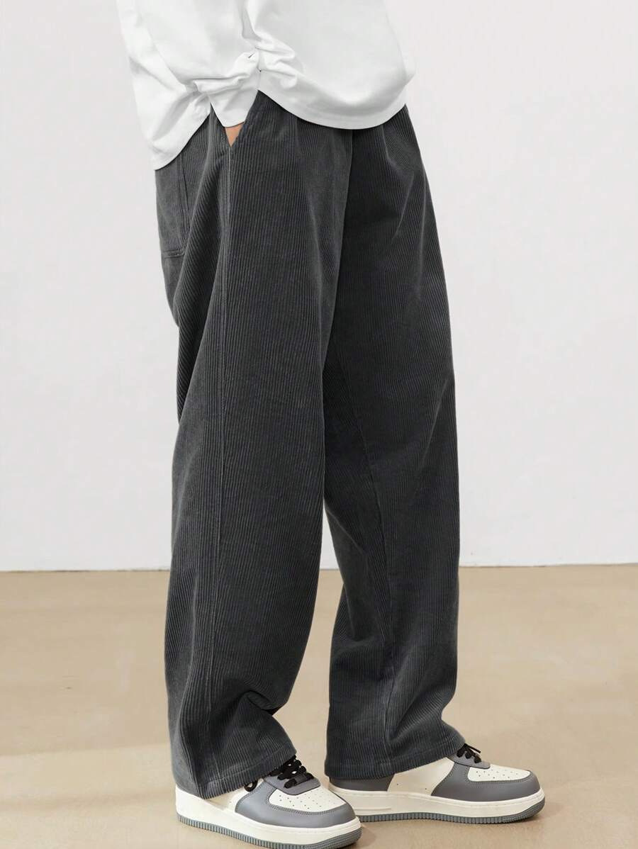 Men's Autumn and Winter Loose Wide-leg Pants Pendant Casual Pants Men's Japanese Style Solid Color Simple Trendy Brand Crock Pants