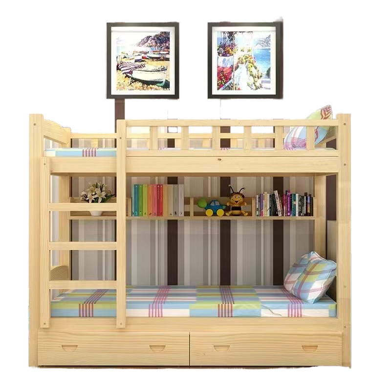 2025 Nordic Style Solid Wood Eco-Friendly Children's Bunk Bed Mother-Child Bed with Safety Protection, No Delivery or Installation Included