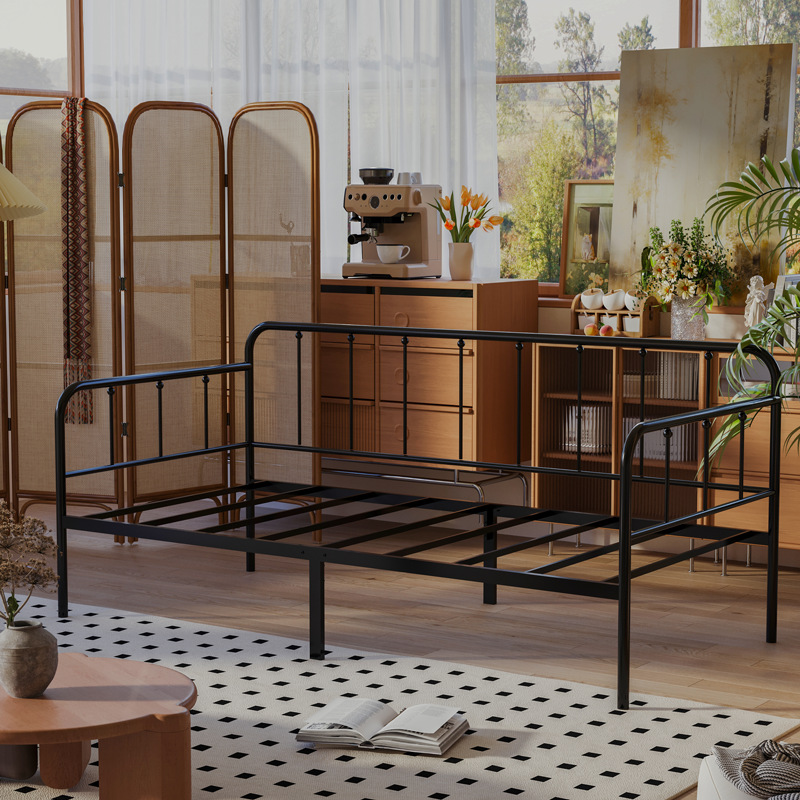 European Style Iron Sofa Bed Single Small Apartment Living Room Study Nap Simple Modern Iron Sofa Iron Frame Bed