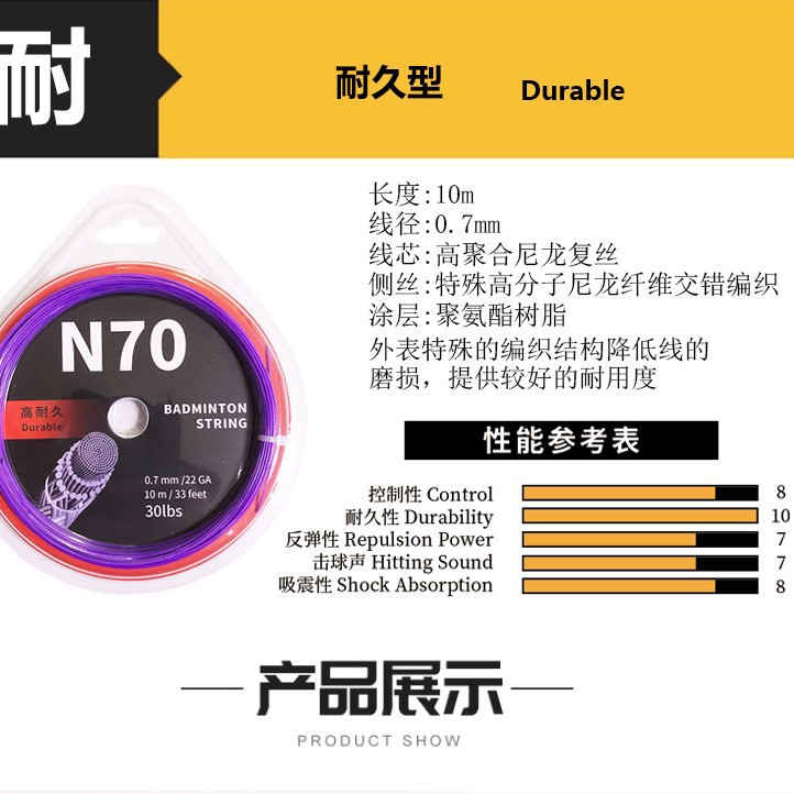 Badminton Line 0.61/0.68/0.7mm Thin Line Beat Line YYBG9561 High Elastic Resistance Factory Wholesale