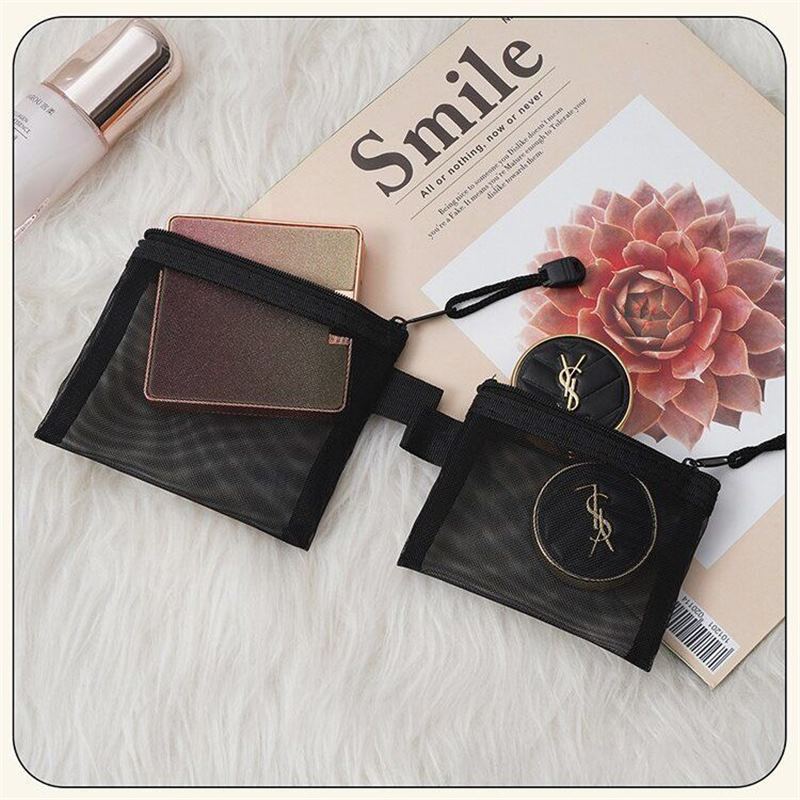 Transparent Mesh Cosmetic Bag, Small Portable, Simple Carry-On Large-Capacity Storage Bag, Storage Toiletry and Cosmetic Bag