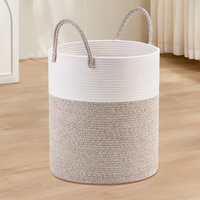 Большая корзина для хранения из хлопковой нити, многофункциональная корзина, ведро для грязного белья, ведро для хранения игрушек для детей