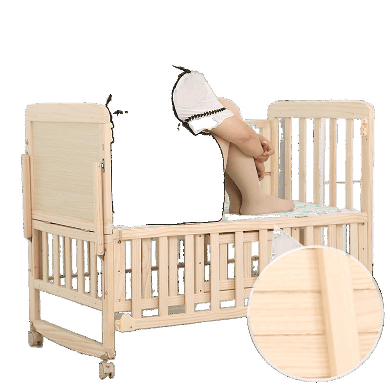 Solid Wood Crib Spliced ​​Large Bed Removable Crib Newborn Baby Cradle Bed Bb Multi-Functional Kidsren's Bed Factory