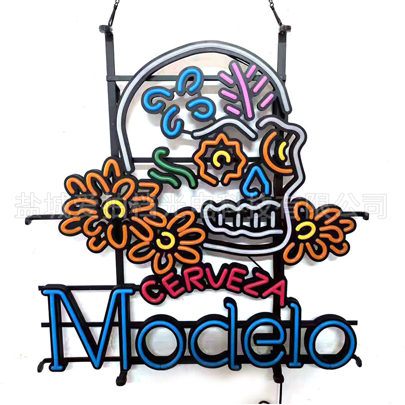 Led luminous characters neon skull shape billboard hanging LED net red creative bar ins decoration