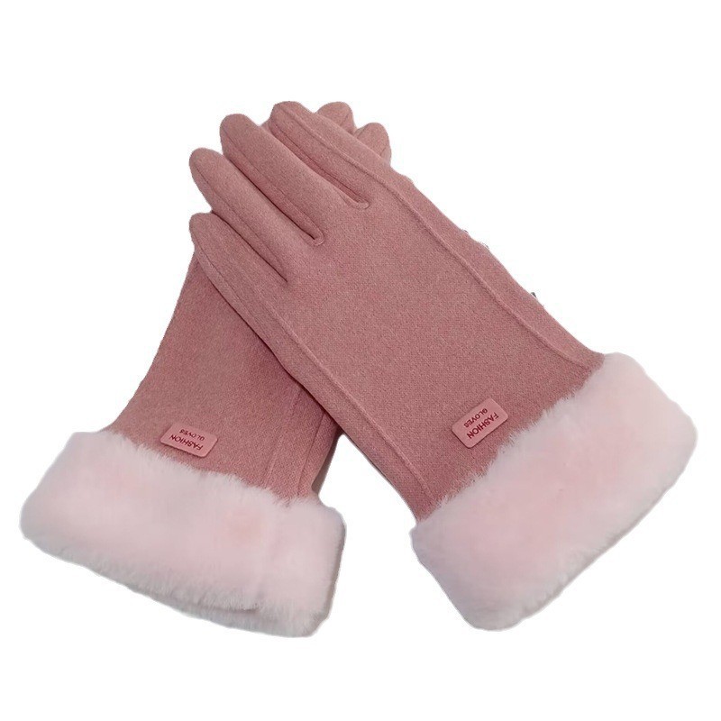 Autumn and winter women's outdoor riding gloves windproof cold-proof warm touch screen five finger driving riding sports velvet gloves