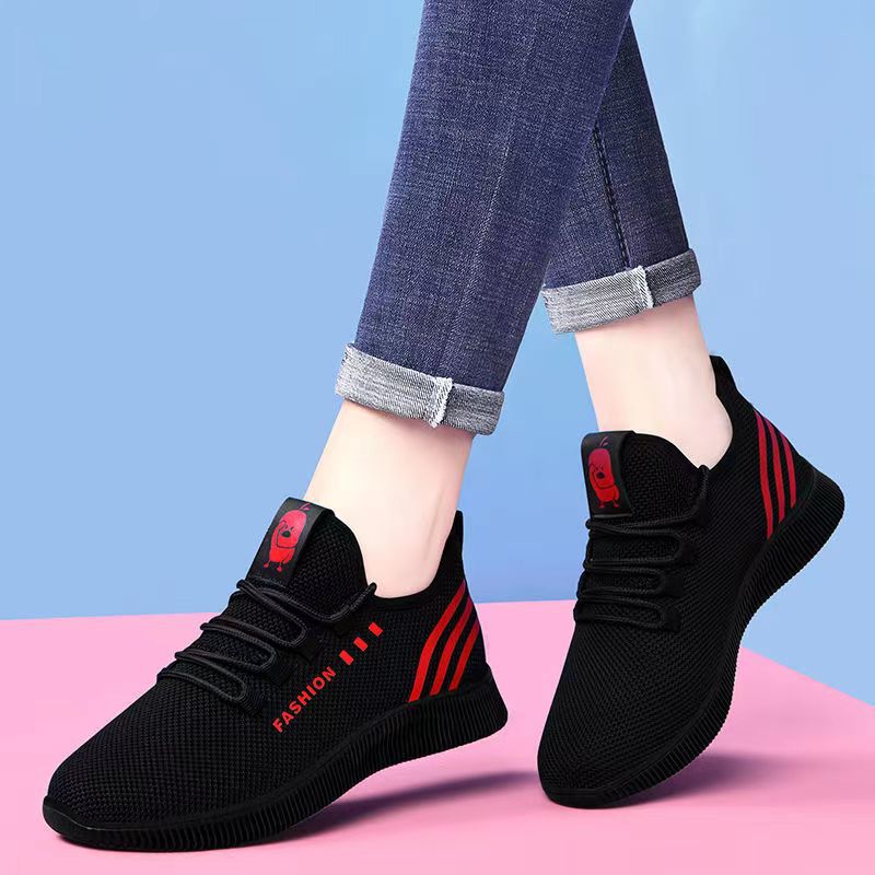 New Lace-Up Women's Sports Shoes, Breathable, Casual, Soft-Soled, Comfortable Student Shoes, One-Piece Lightweight Running Shoes