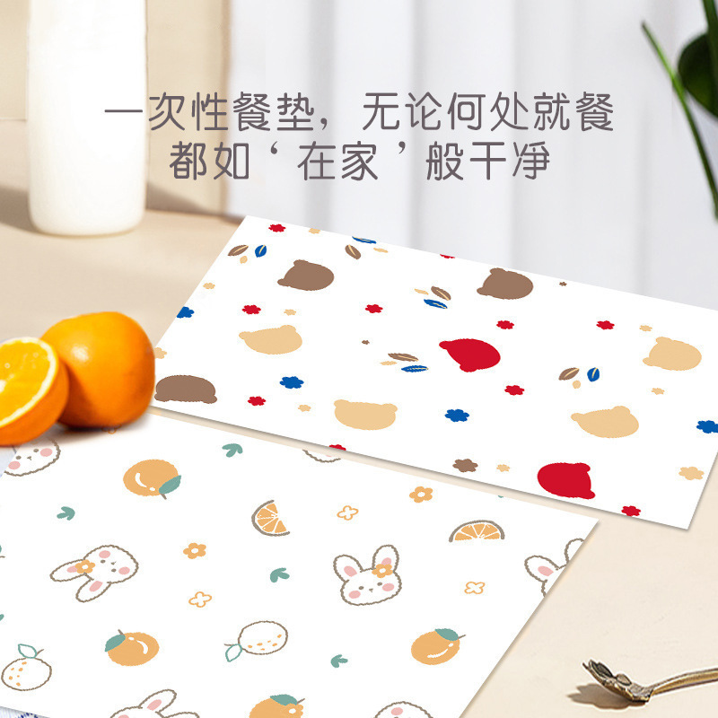 Disposable Table Mat Baby Portable Outgoing Children Waterproof Oil-proof Household Outdoor Cartoon Dining Cloth Placemat Wholesale