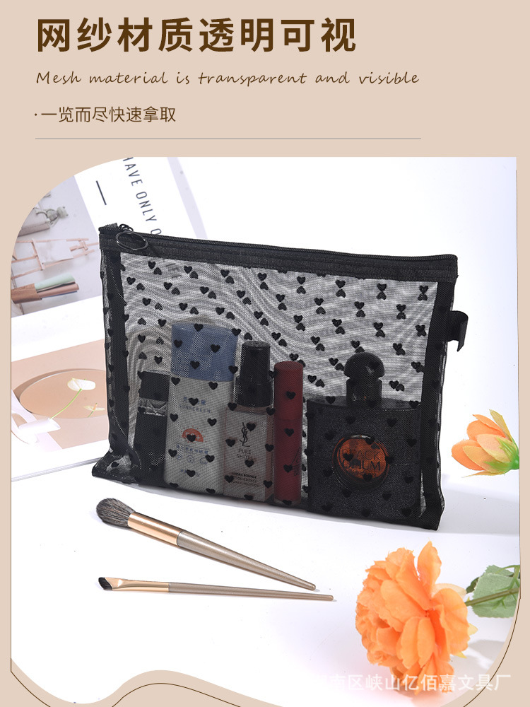 Transparent Mesh Cosmetic Storage Bag Large Capacity Lipstick Storage Bag Portable Simple Travel Wash Bag Storage Bag